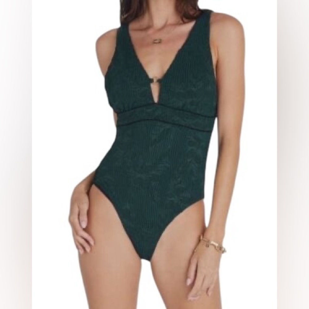 AQUA BLU AUSTRALIA Women's Green EVE One Piece Swimsuit textured US Size 8 NWT